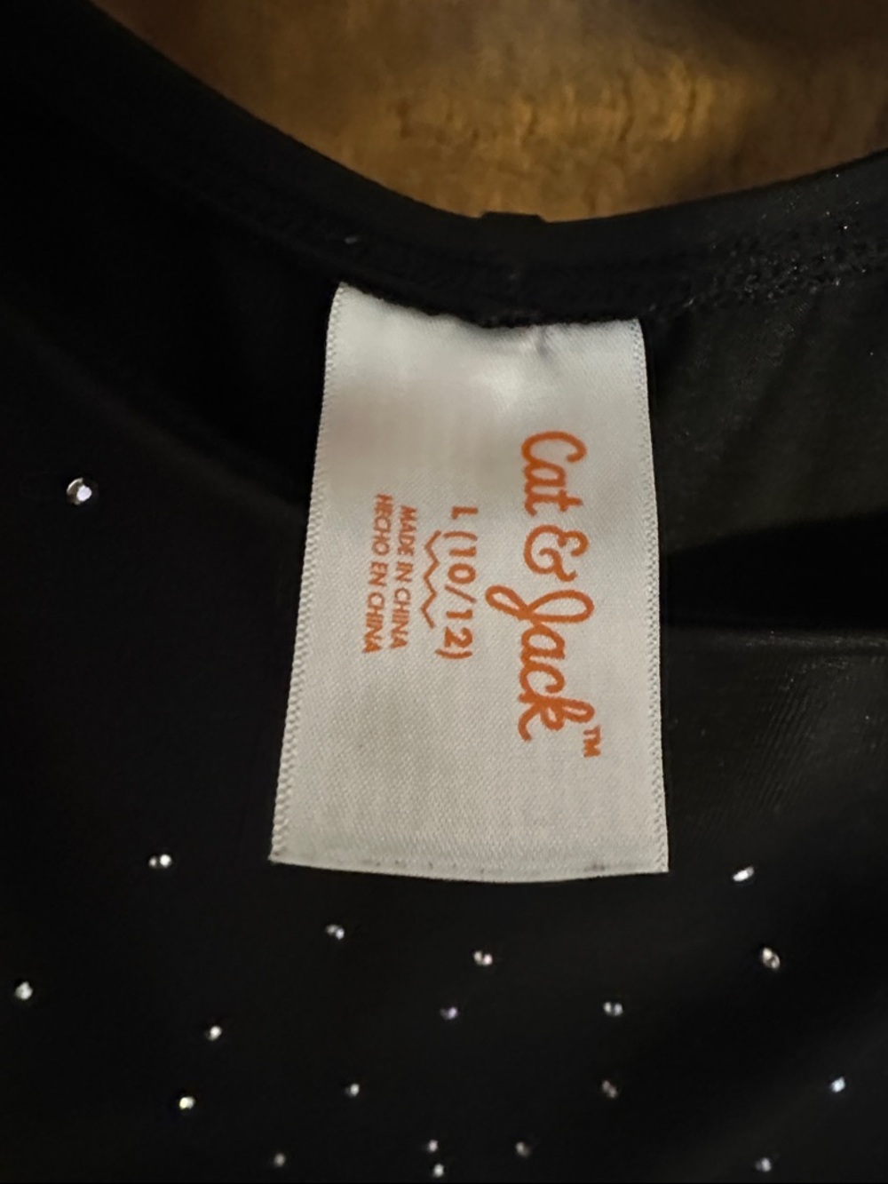 Cat & Jack Black Sleeveless Rhinestone Gymnastics Leotard Romper - Picture 2 of 3